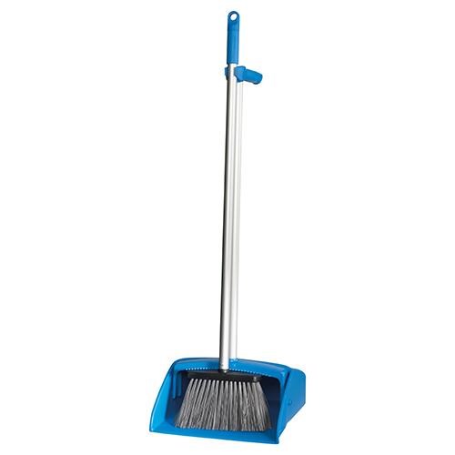 Dustpan Lobby Set Upright W/Broom Commercial Blue Oates